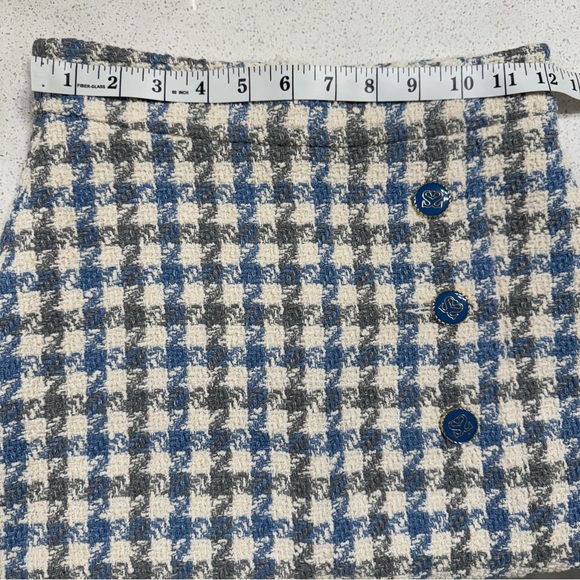 Sandro | Blue Short Houndstooth Tweed Skirt | Size 0/XS - Picture 5 of 13
